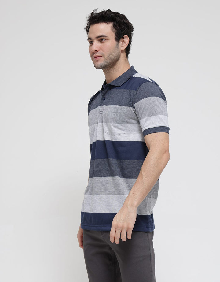 Anyday Block Stripe Polo Shirt Pria