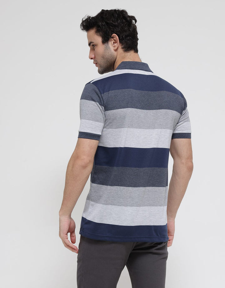 Anyday Block Stripe Polo Shirt Pria