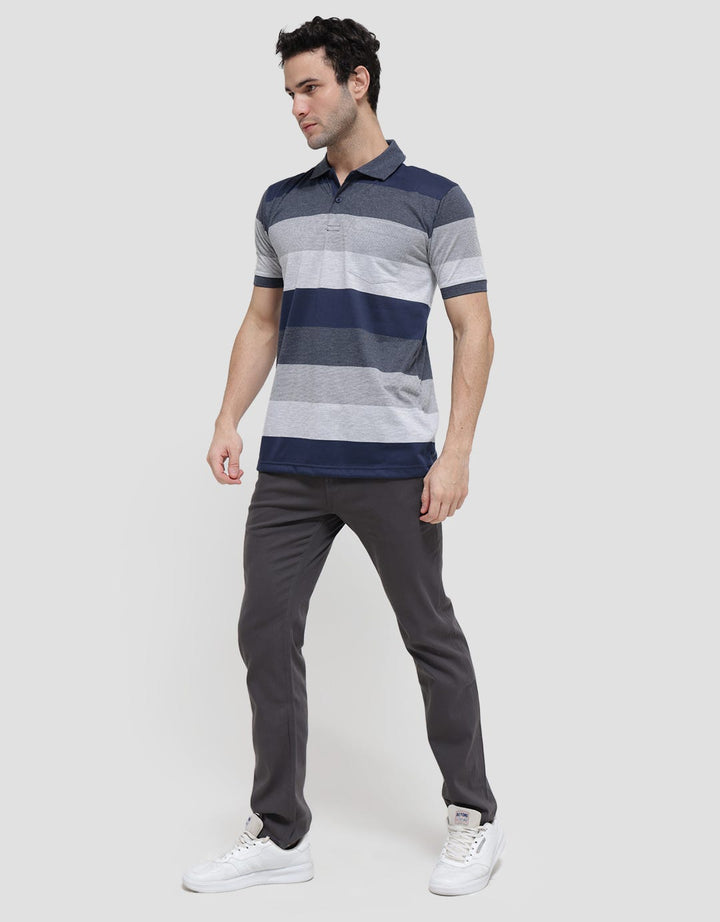 Anyday Block Stripe Polo Shirt Pria