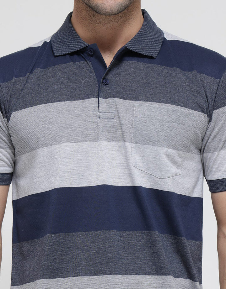 Anyday Block Stripe Polo Shirt Pria