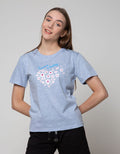 Details Short Sleeve T-Shirt Flower Chestheart Word
