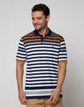 Cole Short Sleeve Polo Shirt Stripe Comb Contrast Chesto