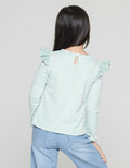 Little M Long Sleeve T-Shirt Stripe Lace Ruffle Love