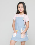 Little M Short Sleeve Midi Dress Overall Chambray Cup Pocket