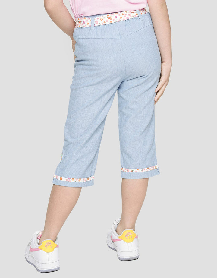 Little M Long Pants Chambray With Printed Belt