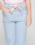 Little M Long Pants Chambray With Printed Belt