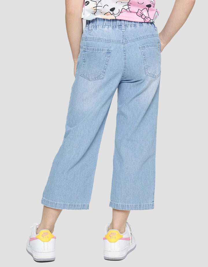 Little M Varsity Bordir Celana Denim Anak Perempuan