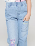 Little M Varsity Bordir Celana Denim Anak Perempuan