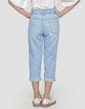 Little M Denim Long Pants Paperbag Patch Print Bunga