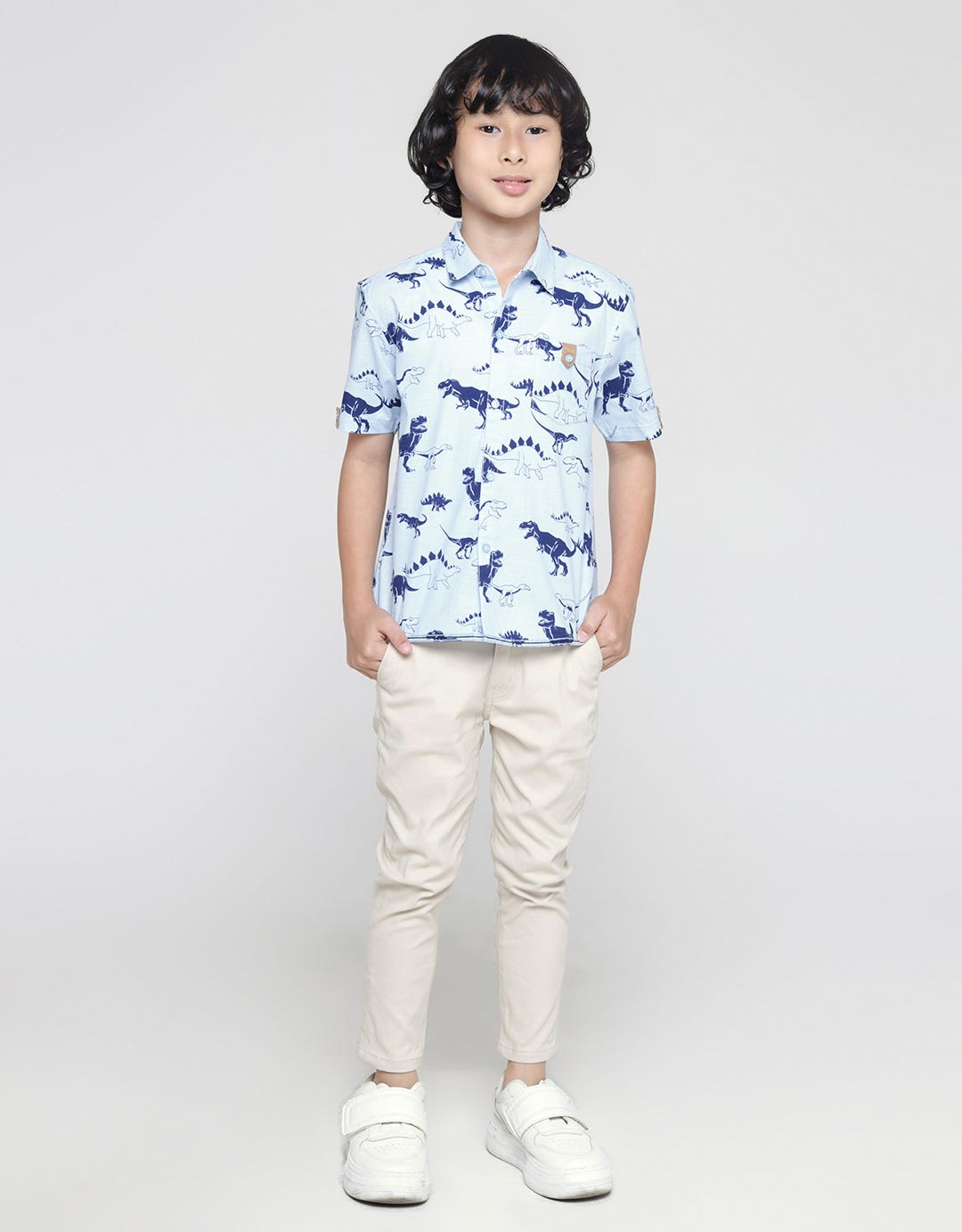 Little M Long Pants Woven Stretch Button Waist