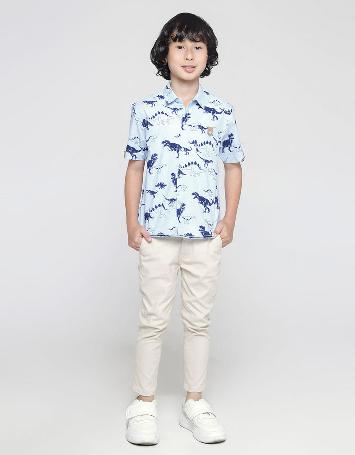 Little M Long Pants Woven Stretch Button Waist