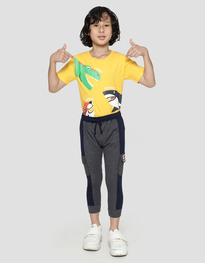 Little M Long Pants Knit Jogger Combination Texture And Terry