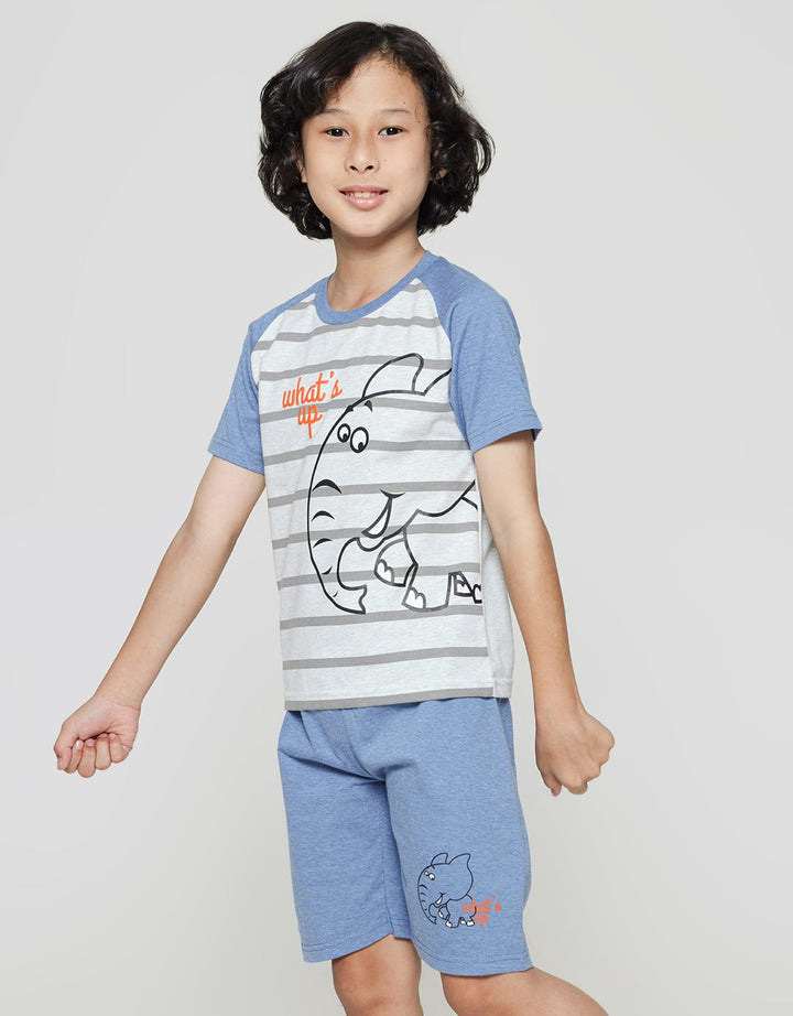 Little M Elephant Raglan Set Pakaian Anak Laki-laki