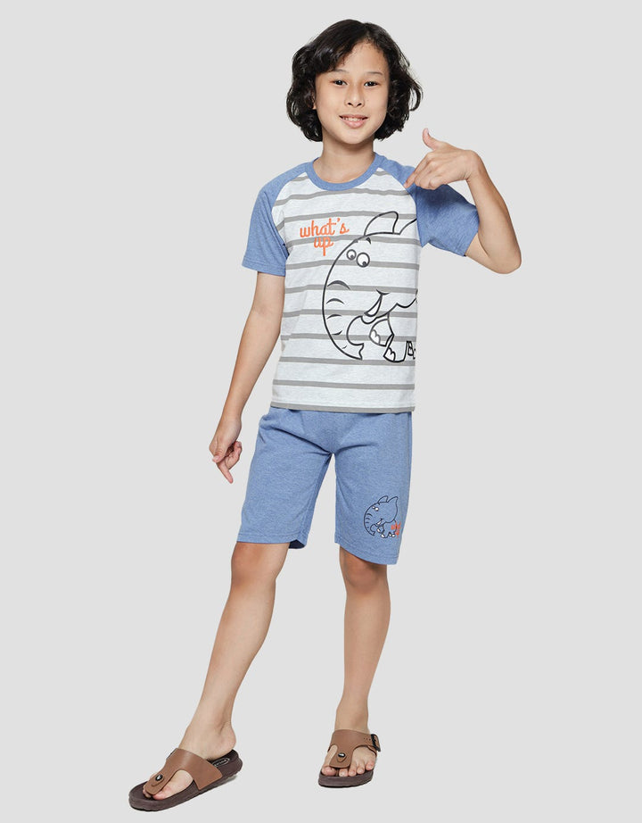 Little M Elephant Raglan Set Pakaian Anak Laki-laki