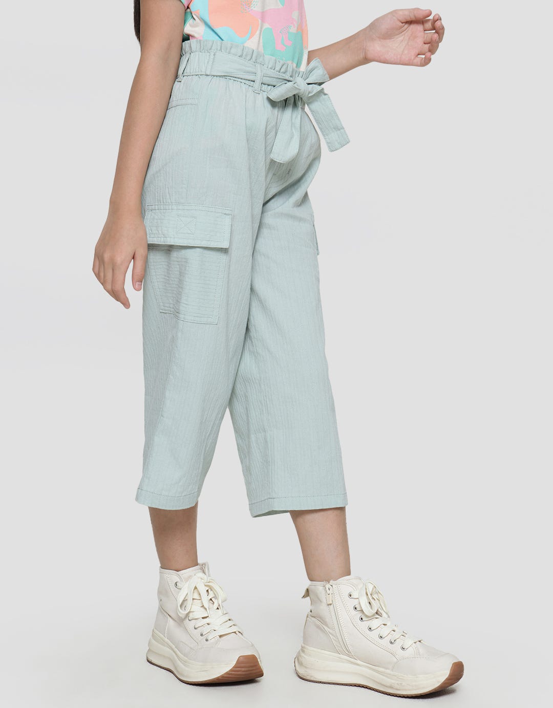 Little M Texture Cargo With Belt Girls Culottes Pants