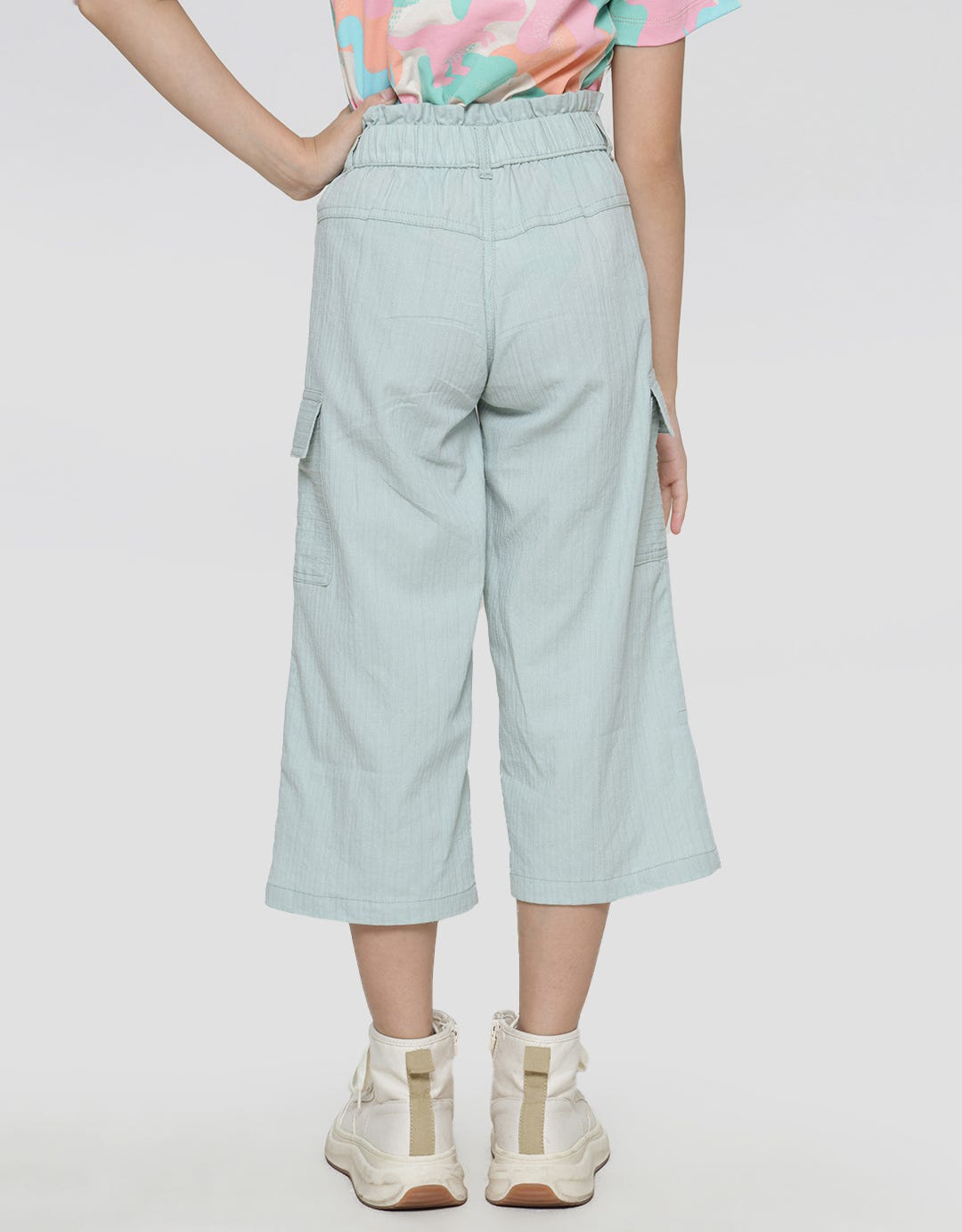 Little M Texture Cargo With Belt Girls Culottes Pants