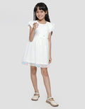 Little M Short Sleeve Midi Dress Lace Rok Tille Aplikasi Pompom