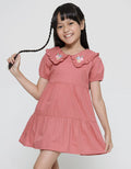 Little M Embro Collar Midi Dress Layer Anak Perempuan