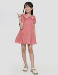 Little M Embro Collar Midi Dress Layer Anak Perempuan