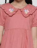 Little M Embro Collar Midi Dress Layer Anak Perempuan