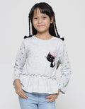 Little M Long Sleeve T-Shirt Cat Application Sleeve Print