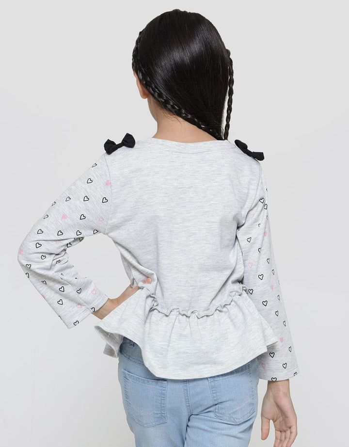 Little M Long Sleeve T-Shirt Cat Application Sleeve Print