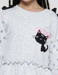 Little M Long Sleeve T-Shirt Cat Application Sleeve Print