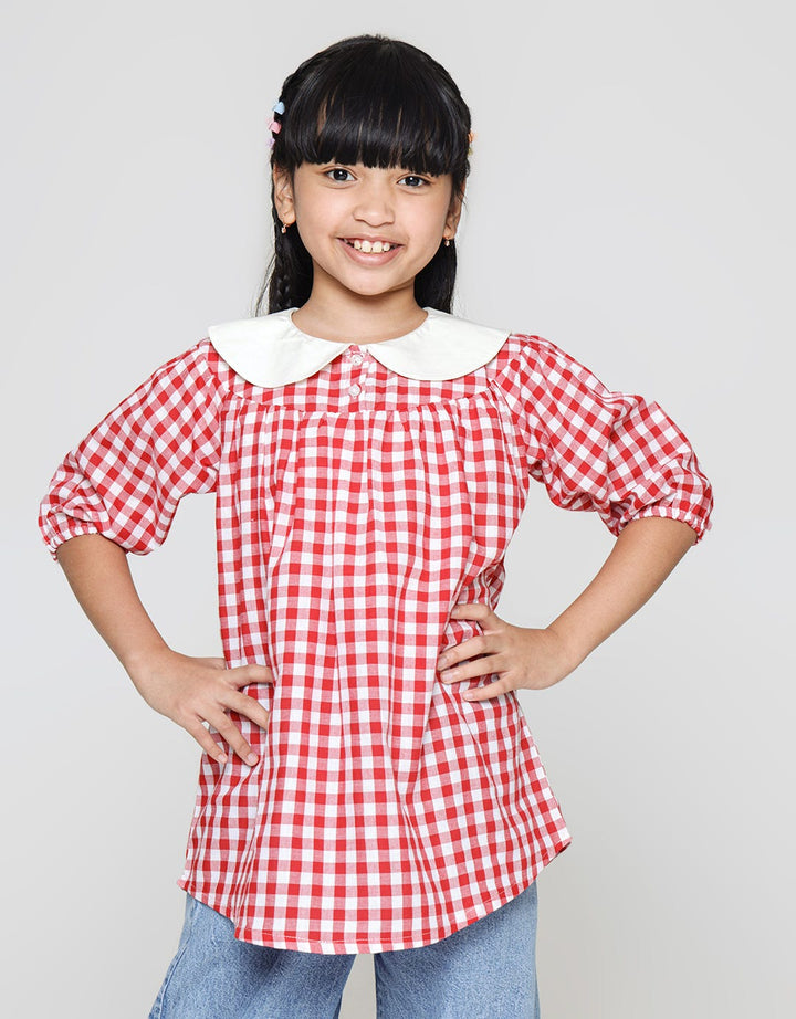 Little M Long Sleeve Midi Dress Woven Box Rabbit Collar
