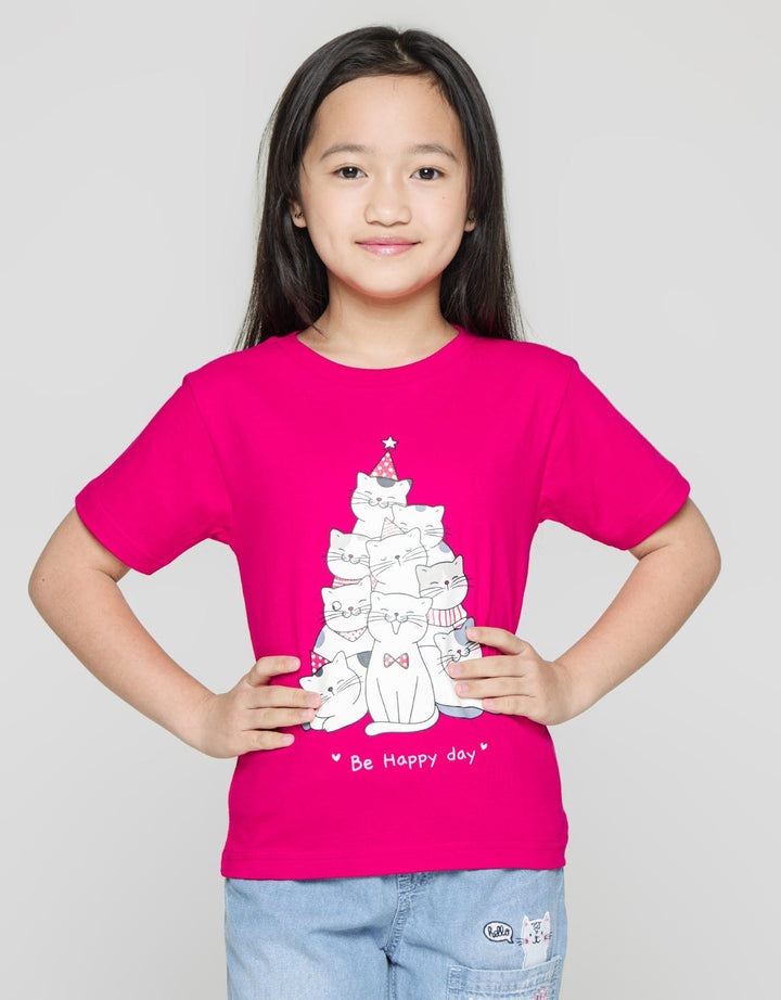 Little M Cat Tree Xmas Kaos Anak Perempuan