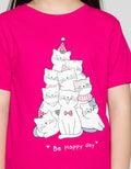 Little M Cat Tree Xmas Kaos Anak Perempuan