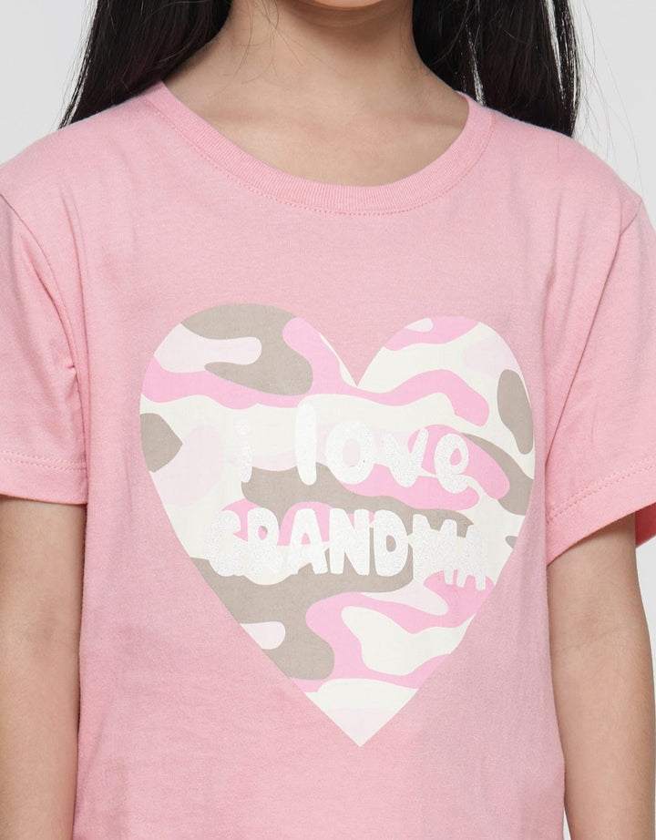 Little M Kaos Lengan Pendek Anak Perempuan Print I Love Grandma