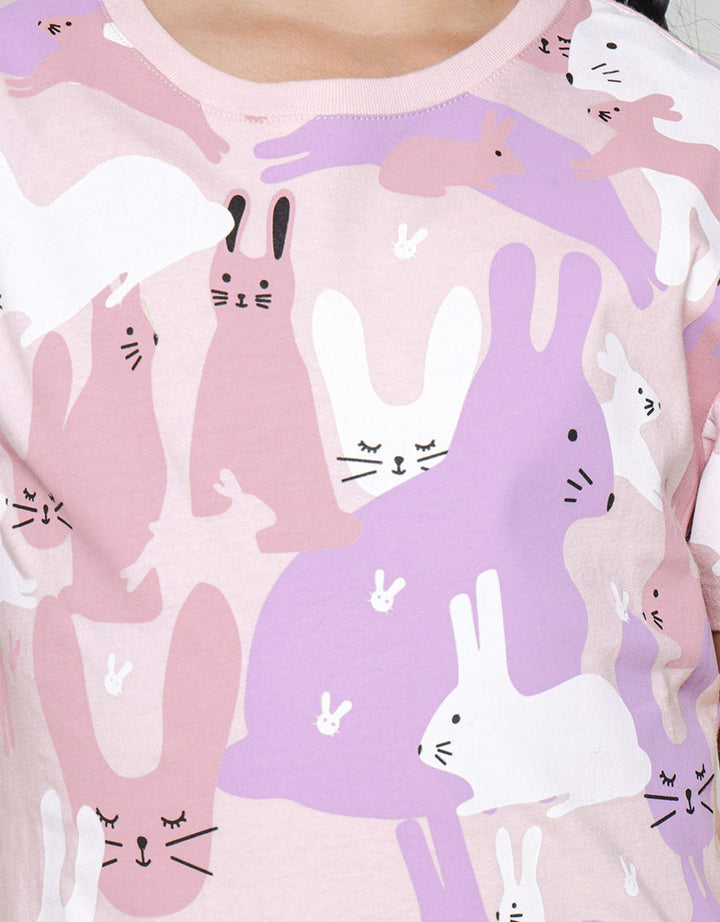 Little M Short Sleeve T-Shirt Full Print Camo Rabbit