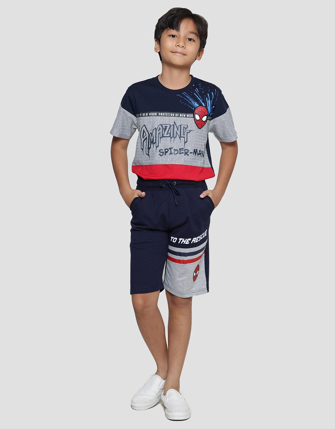Marvel Spiderman Cutsewn Face Boys Knit Shorts