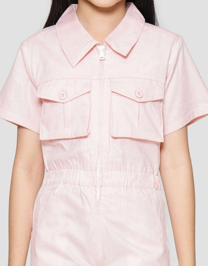 Little M Jumpsuit Celana Kantong Kargo Midi Dress Anak Perempuan