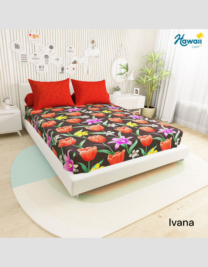 MxM Hawaii Fitted Sheet Sprei Queen Hawaii 95 Gsm - 160X200X20