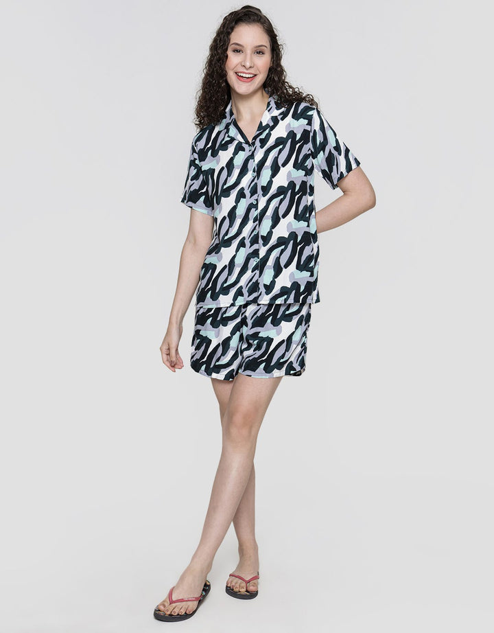 Nevada Short Sleeve Pyjama Shorts Army Light