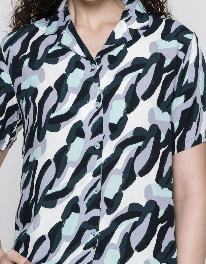 Nevada Short Sleeve Pyjama Shorts Army Light