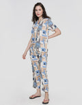Nevada Short Sleeve Pyjama Pants Block Line