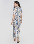 Nevada Short Sleeve Pyjama Pants Block Line
