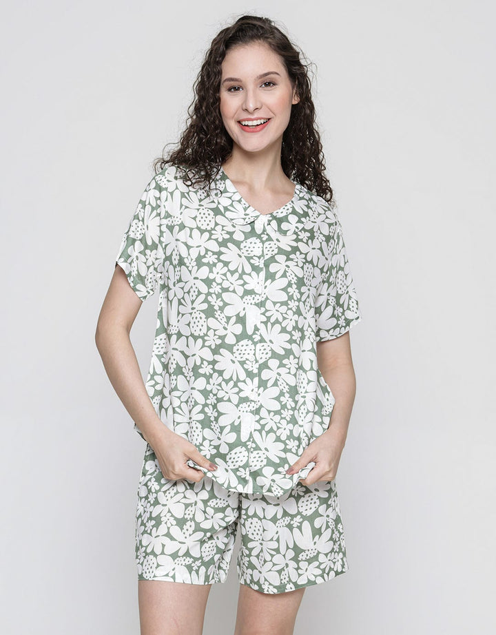 Nevada Short Sleeve Pyjama Shorts Dots Flower