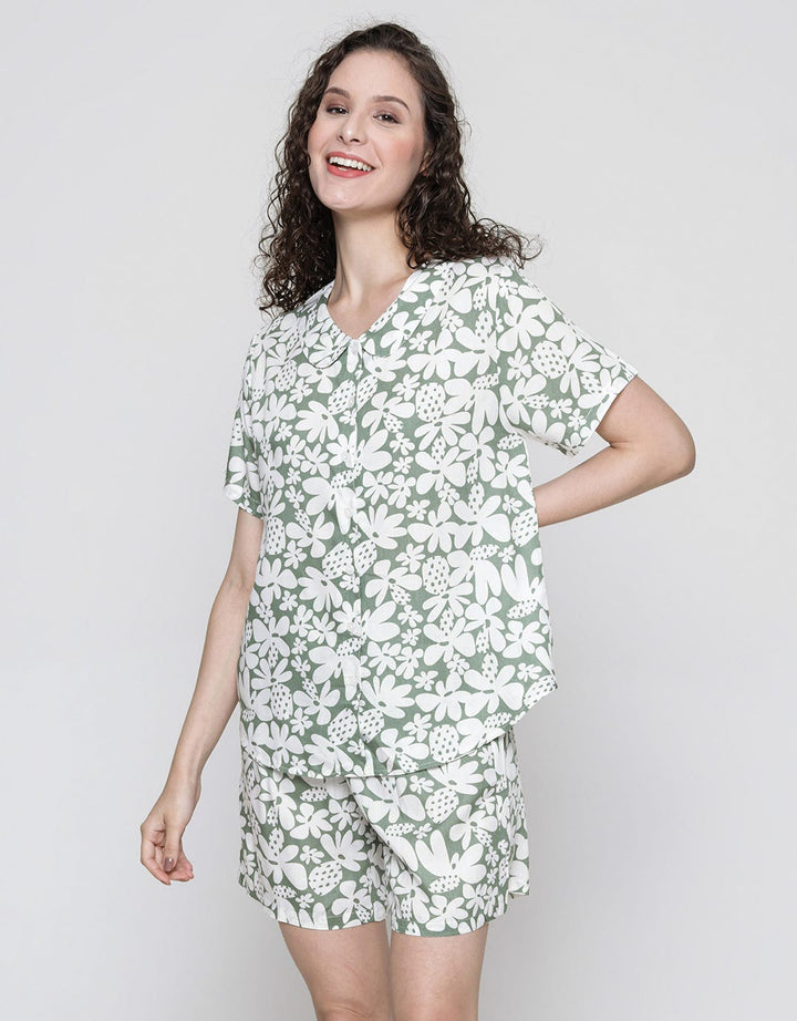 Nevada Short Sleeve Pyjama Shorts Dots Flower