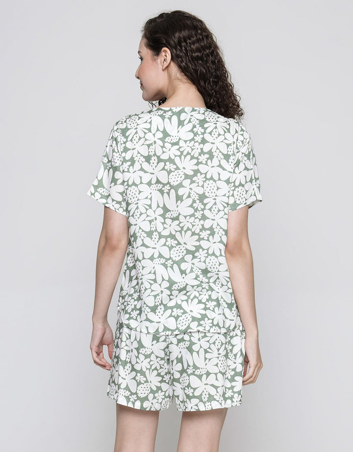 Nevada Short Sleeve Pyjama Shorts Dots Flower
