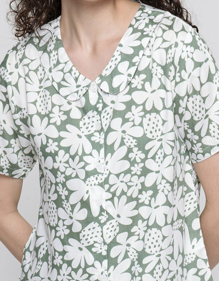Nevada Short Sleeve Pyjama Shorts Dots Flower