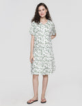 Nevada Short Sleeve Midi Dress Dots Flower
