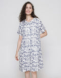 Nevada Short Sleeve Midi Dress Dots Flower