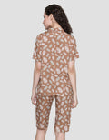 St. Yves Short Sleeve Pajama Capri Brown Leaves