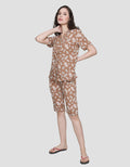 St. Yves Short Sleeve Pajama Capri Brown Leaves