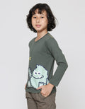 Little M Monster Pixel Kaos Lengan Panjang Anak Laki-Laki