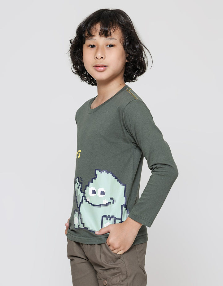 Little M Monster Pixel Kaos Lengan Panjang Anak Laki-Laki