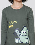 Little M Monster Pixel Kaos Lengan Panjang Anak Laki-Laki